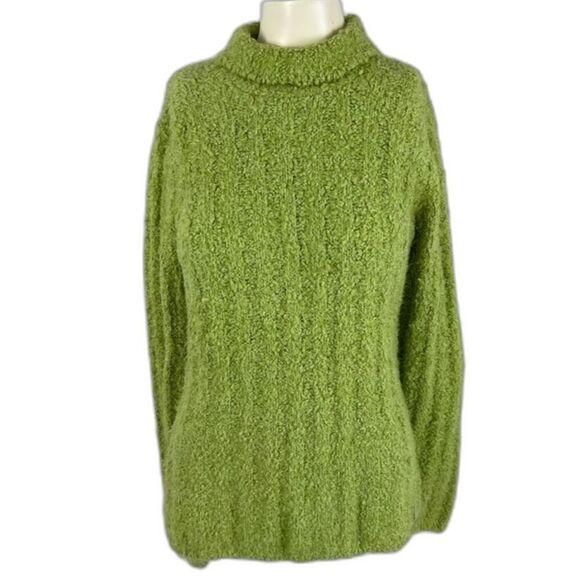 Columbia Womens Turtleneck Fuzzy Knit Sweater Green Size Medium - Picture 1 of 14